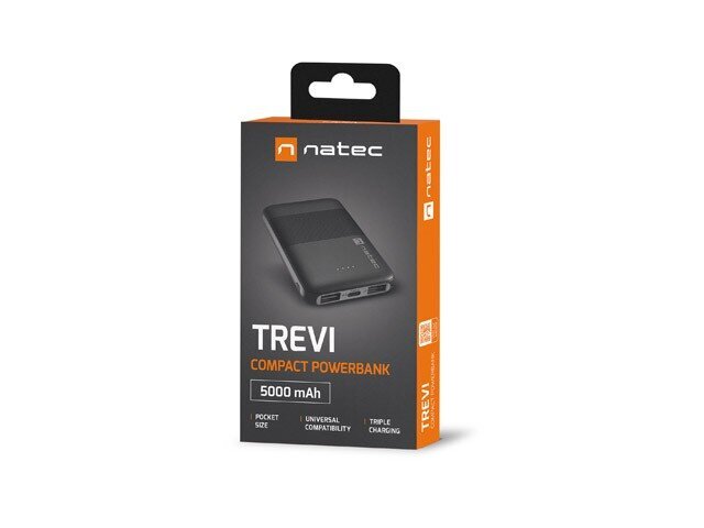 Natec PowerBank Trevi Compact 5000mAh 2x USB + USB-C hind ja info | Akupangad | kaup24.ee