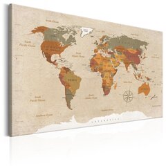 Pilt - World Map: Beige Chic 120x80 cm hind ja info | Seinapildid | kaup24.ee