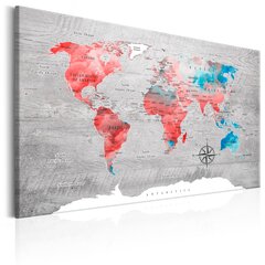 Картина - World Map: Red Roam 120x80 см цена и информация | Картины, живопись | kaup24.ee