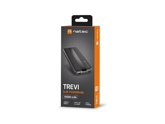 Natec PowerBank Trevi Slim 10000mAh 2x USB + USB-C hind ja info | Akupangad | kaup24.ee