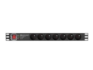 Lanberg Toiteriba PDU rack 19 tolli 1U 16A 7X 230V PL SPD-3MP 2m must цена и информация | Удлинители | kaup24.ee