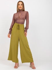 Naiste oliivivärvi kangast püksid hind ja info | Naiste püksid | kaup24.ee