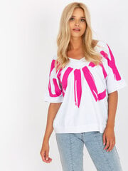 бело-розовая хлопковая блуза оверсайз с принтом цена и информация | Женские блузки, рубашки | kaup24.ee