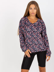 темно-синяя блуза с цветочным принтом rue paris цена и информация | Женские блузки, рубашки | kaup24.ee