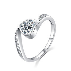 MOISS Õrn hõbedane sõrmus tsirkoonidega Heart R00021 hind ja info | Sõrmused | kaup24.ee