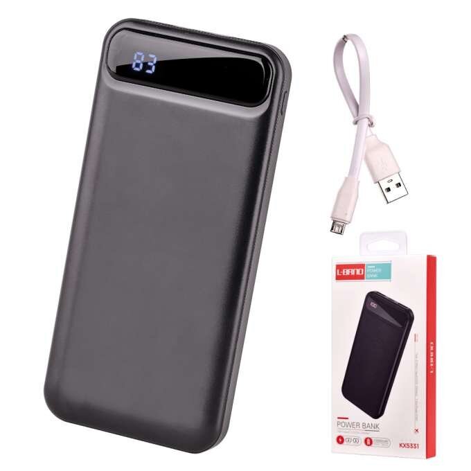 Akupank L-Brno Power Bank 10000Mah, 2 x USB, must hind ja info | Akupangad | kaup24.ee