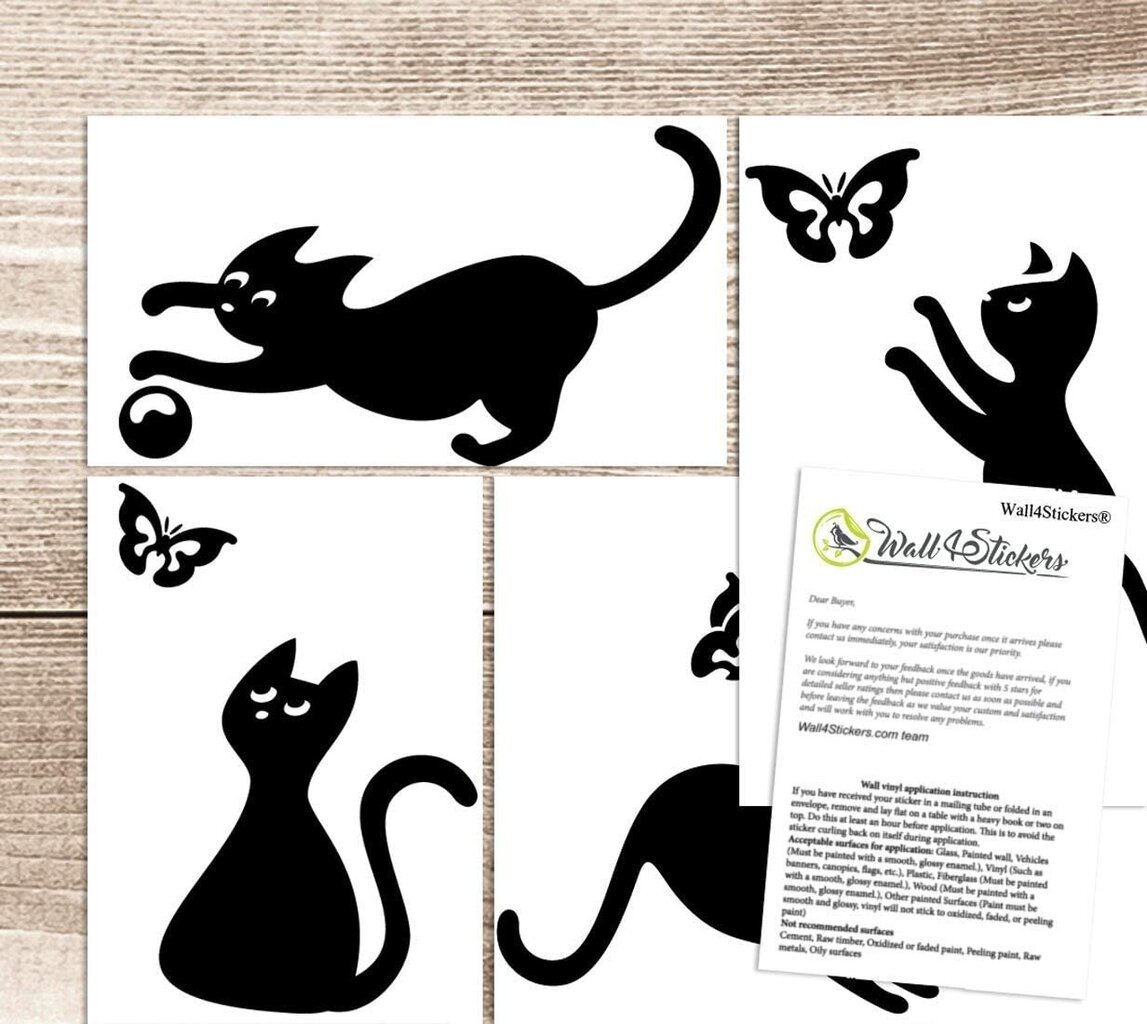 Vinüülist seinakleebis kassid püüavad liblikaid hind ja info | Seinakleebised | kaup24.ee