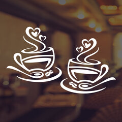2 Белые чашки чая - наклейки на стену или окна цена и информация | Декоративные наклейки | kaup24.ee