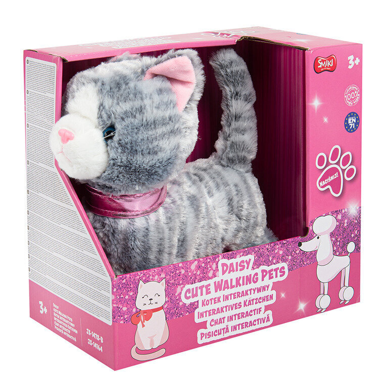 Interaktiivne mänguasi Smiki kass, hall, 25 cm цена и информация | Tüdrukute mänguasjad | kaup24.ee