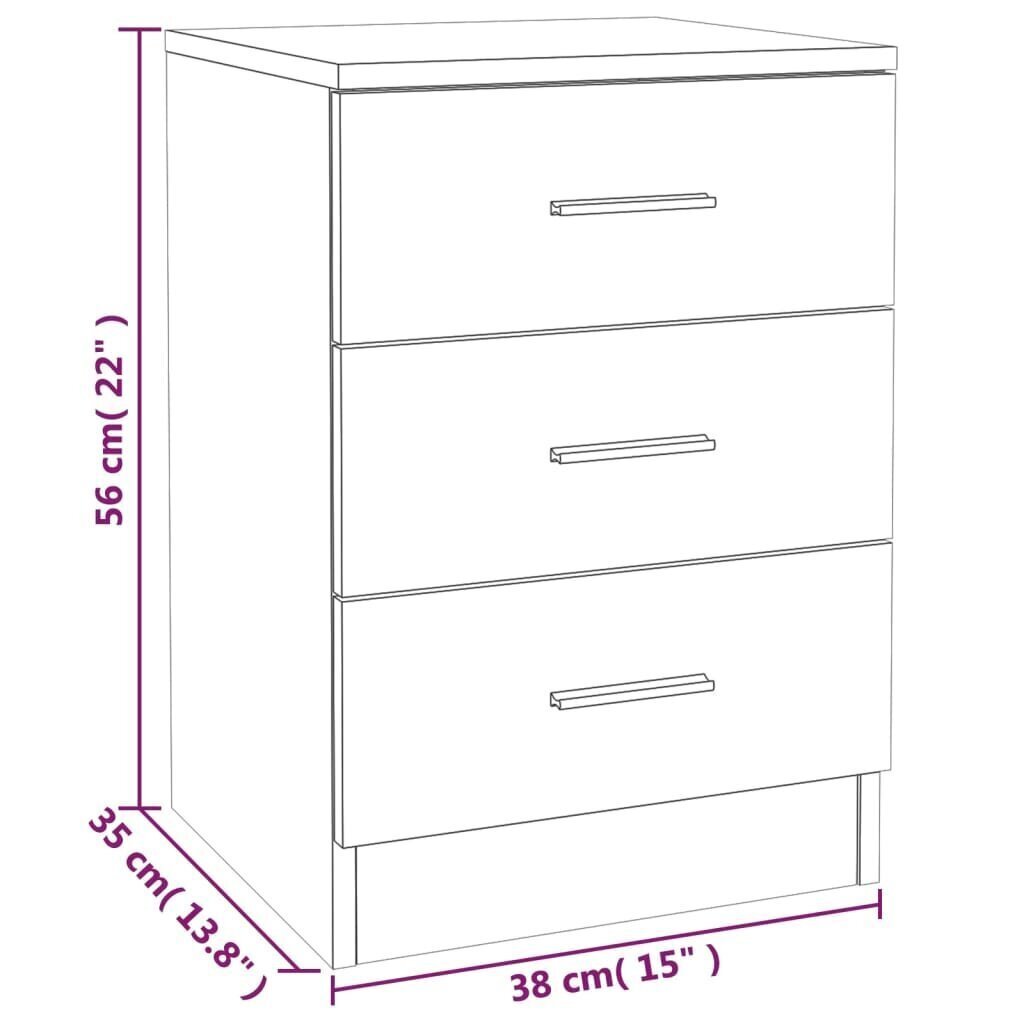 vidaXL öökapid 2 tk, hall Sonoma tamm, 38 x 35 x 56 cm, tehispuit hind ja info | Öökapid | kaup24.ee