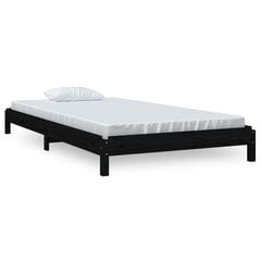 vidaXL virnastatav voodi, must, 90 x 200 cm, männipuit hind ja info | Voodid | kaup24.ee