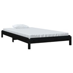 vidaXL virnastatav voodi, must, 90 x 200 cm, männipuit hind ja info | Voodid | kaup24.ee