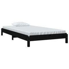 vidaXL virnastatav voodi, must, 90 x 190 cm, männipuit hind ja info | Voodid | kaup24.ee