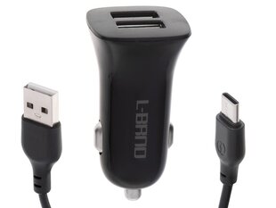 Autolaadija L-Brno Dual USB + Type-C, must hind ja info | Mobiiltelefonide laadijad | kaup24.ee