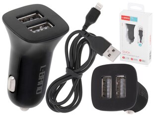 Autolaadija L-Brno Dual USB + Lightning hind ja info | Mobiiltelefonide laadijad | kaup24.ee