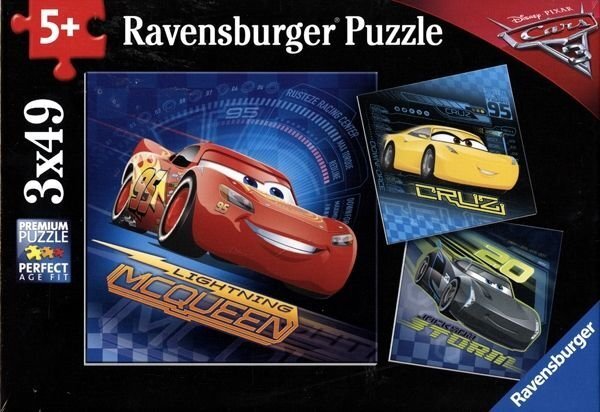 Ravensburger pusle 3x49 tk Autod 3 hind ja info | Pusled | kaup24.ee