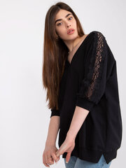 Женская блуза с кружевом, черная  цена и информация | Женские блузки, рубашки | kaup24.ee