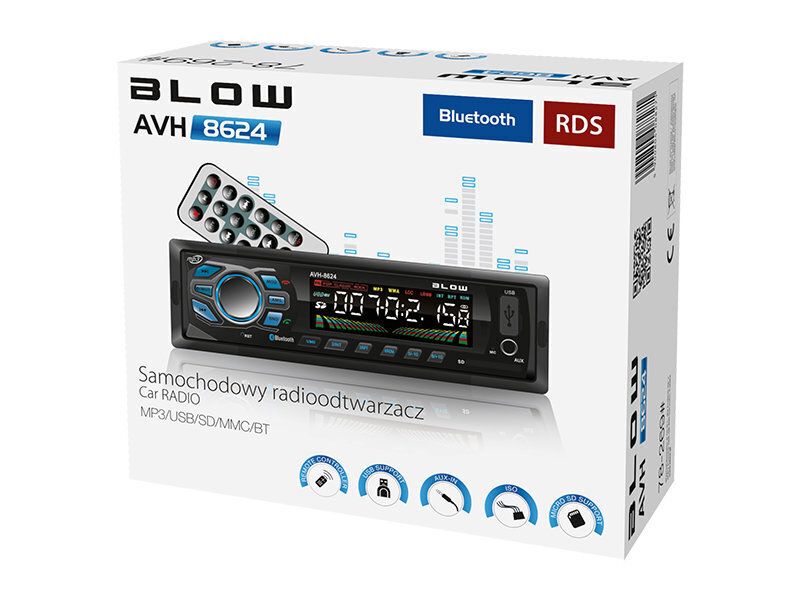 Automagnetola BLOW AVH-8624 MP3/USB/SD/MMC/BLUETOOTH + REMOTE цена и информация | Autoraadiod, multimeedia | kaup24.ee