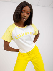 Женская бело-желтая футболка с принтом цена и информация | Футболка женская | kaup24.ee