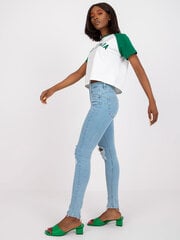 голубые джинсовые брюки с дырками rue paris цена и информация | Женские джинсы | kaup24.ee