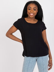 черная повседневная блуза с круглым вырезом горловины цена и информация | Женские блузки, рубашки | kaup24.ee