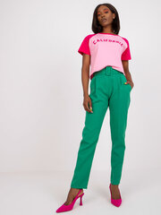 светло-зеленые женские брюки из ткани без застежки цена и информация | Женские брюки | kaup24.ee