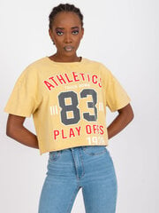 Женская темно-желтая футболка с принтом цена и информация | Футболка женская | kaup24.ee
