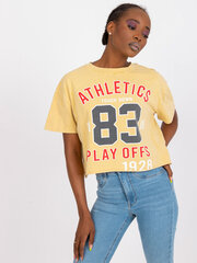 Женская темно-желтая футболка с принтом цена и информация | Футболка женская | kaup24.ee