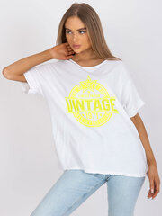 Женская бело-желтая футболка с аппликацией цена и информация | Футболка женская | kaup24.ee