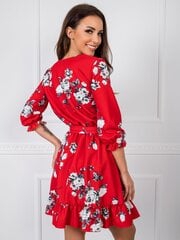 Punane lilleline satsiga kleit. цена и информация | Платья | kaup24.ee
