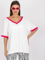 базовая хлопковая блуза белого и фуксий rue paris цена и информация | Женские блузки, рубашки | kaup24.ee