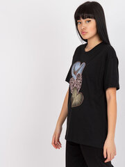 черная женская футболка с хлопковой аппликацией цена и информация | Женские футболки | kaup24.ee