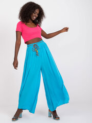 голубые тканевые брюки с высокой талией surie och bella цена и информация | Штаны женские | kaup24.ee