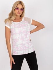 женская блуза цвета экрю с принтом и короткими рукавами цена и информация | Женские блузки, рубашки | kaup24.ee