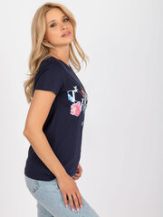 темно-синяя футболка с ярким принтом цена и информация | Женские футболки | kaup24.ee
