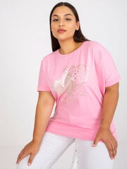 розовая хлопковая футболка больших размеров с аппликацией цена и информация | Женские блузки, рубашки | kaup24.ee