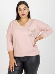 brudnoróżowa damska bluzka plus size z rękawem 3/4 цена и информация | Женские блузки, рубашки | kaup24.ee