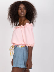 светло-розовая короткая испанская блуза с воланами цена и информация | Женские блузки, рубашки | kaup24.ee