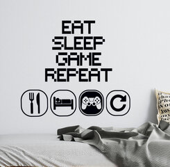 Seinakleebised Poiste Magamistoa Mängude kleebised Eat Sleep game Repeat Lastetuba Mängukleebised Plakatid Lastetoa kleebised hind ja info | Seinakleebised | kaup24.ee