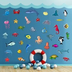 Обучающие детские наклейки на стену с рыбами в ванную, 34 шт цена и информация | Декоративные наклейки | kaup24.ee