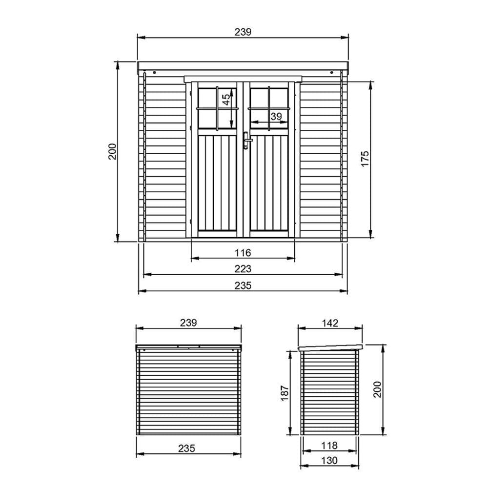 Puidust aiamaja põrandaga Timbela M310F - A200 x 239 x 142 cm, pruun цена и информация | Kuurid ja aiamajad | kaup24.ee