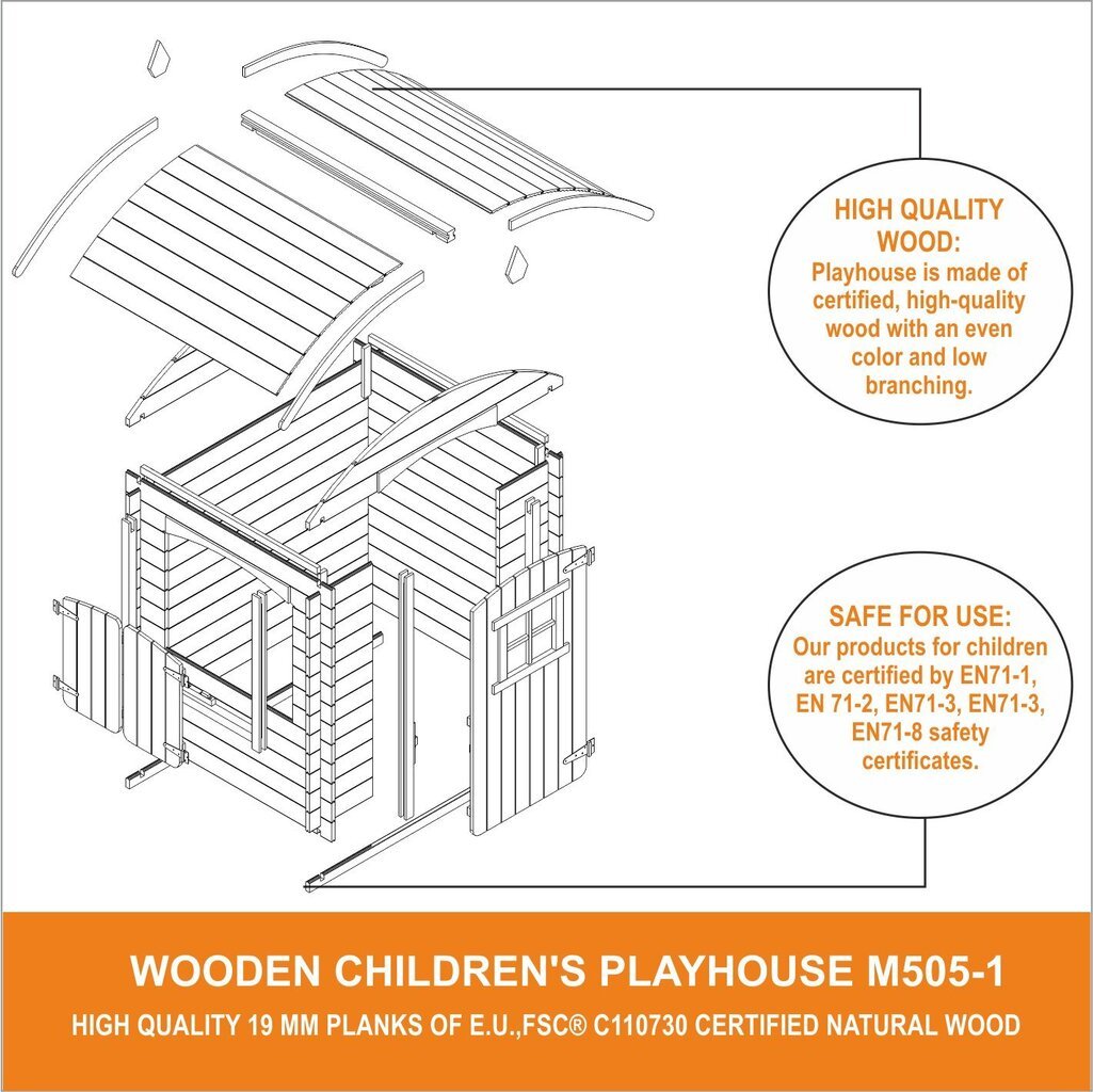 Laste puidust mängumaja Timbela M505-1 hind ja info | Mänguväljakud, mängumajad | kaup24.ee