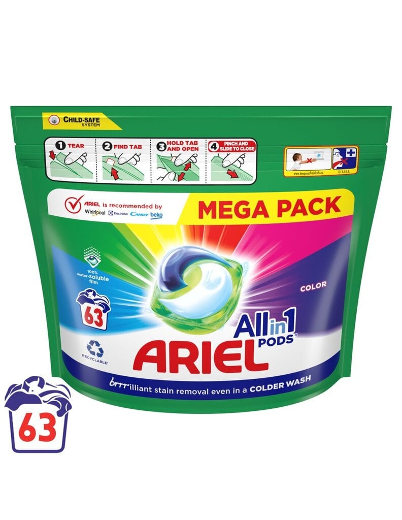 Pesukapslid Ariel All-in-1 Pods Colour, 63 Pesukorda hind ja info | Pesuvahendid | kaup24.ee