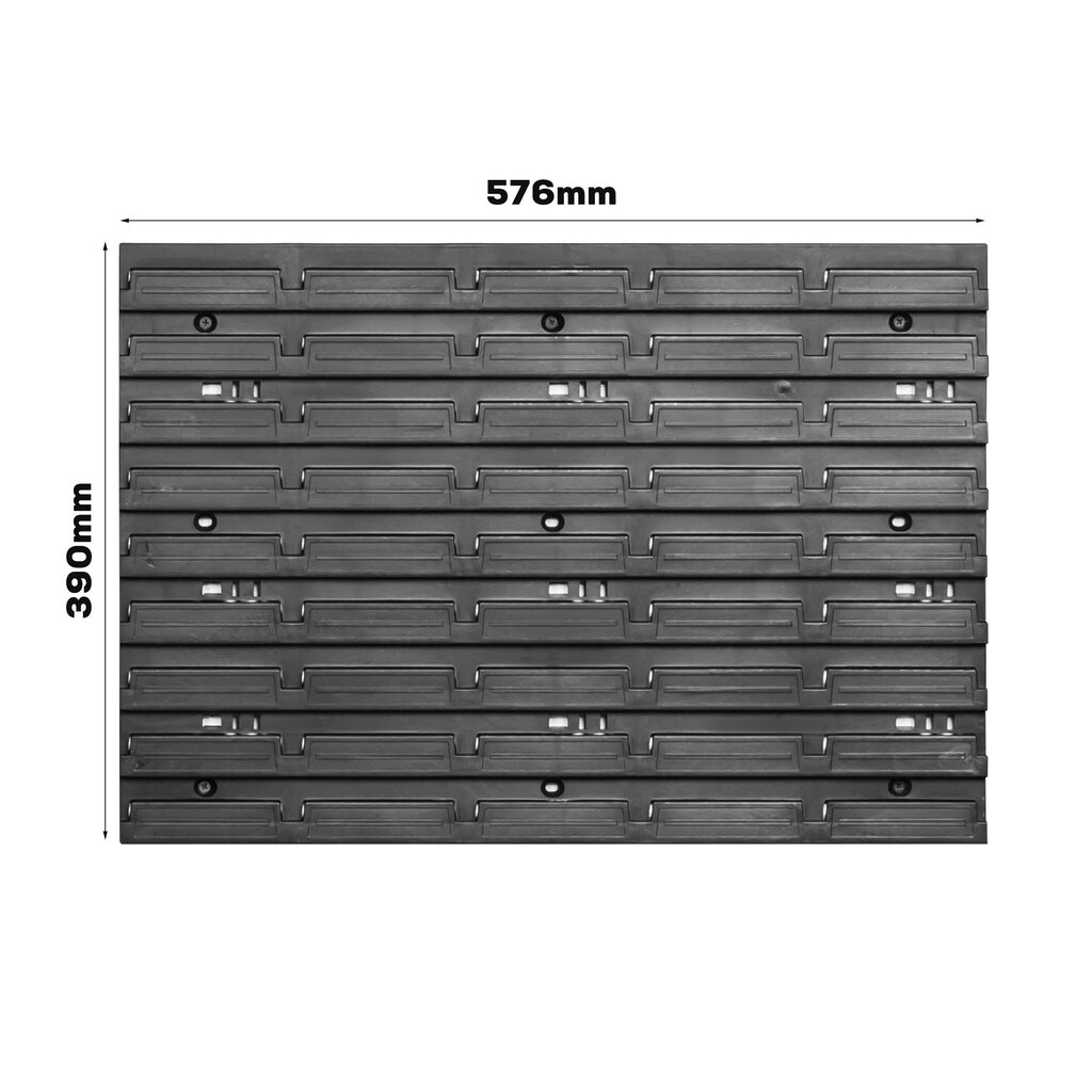 Hoiusüsteemi seinariiul 576 x 390 mm | 25 tk. kastid | Virnastamiskastid, renniriiul, hoiukastid | Eriti tugevad seinapaneelid | Laiendatav riiul | Töökoja riiulid, laoriiulid, töökoja seinariiulid, pistikriiulid hind ja info | Tööriistakastid, tööriistahoidjad | kaup24.ee