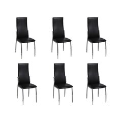 Söögitoa toolid 6 tk kroom must kunstnahk hind ja info | Söögilaua toolid, köögitoolid | kaup24.ee