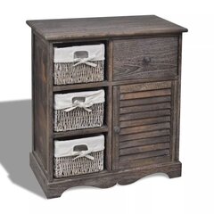 Деревянный шкафчик с 3-плетёными корзинами, коричневый цена и информация | Шкафчики в гостиную | kaup24.ee