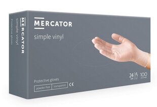 Перчатки виниловые без пудры Mercator Simple Vinyl, M (100 шт.) цена и информация | Pirštinės darbui sode M/25cm | kaup24.ee