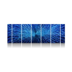 Картина из металла ручной работы 7 частей полиптих Blue Energy 180х60см цена и информация | Настенные деревянные декорации | kaup24.ee