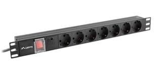 Lanberg Ülepingekaitse Rack PDU 19 "1U 10A 7X SCHUKO 2m must C14 hind ja info | Pikendusjuhtmed, kaablid | kaup24.ee