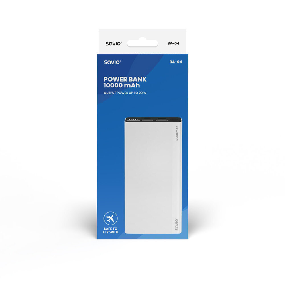 Savio BA-04 10000 mAh White цена и информация | Akupangad | kaup24.ee